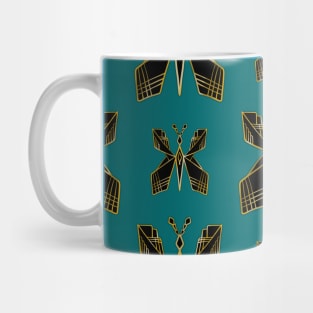 Art Deco Butterfly Print (Teal Background) Mug